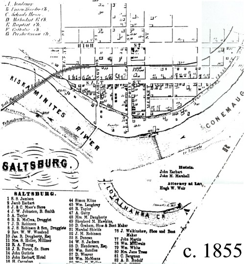 Saltsburg Map, circa 1855
